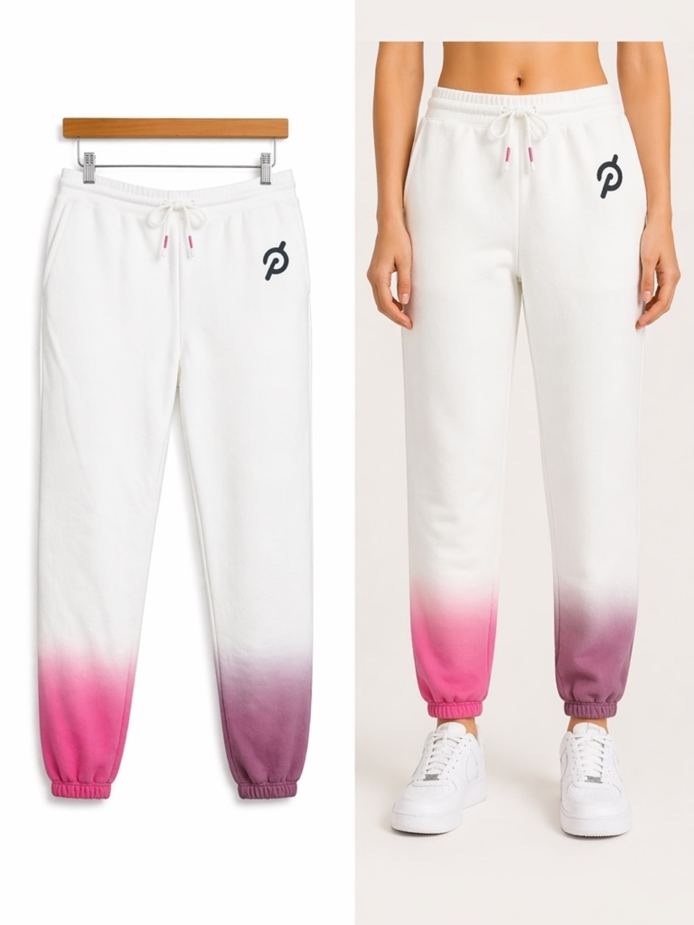 Peloton Ombre Joggers | White Pink & Purple Dip Dye Sweatpants | Cotton Lounge